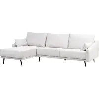 Beliani 3-Sitzer Ecksofa Cremeweiß Stoffbezug L-Förmig mit Chaiselongue Rechtsseitg mit Schmalen Armlehnen Tiefer Sitzfläche Skandi Wohnzimmer