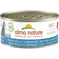 Almo Nature HFC Natural mit Thunfisch, Huhn und Käse Katzen-Nassfutter (150 g)