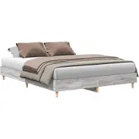 vidaXL Bettgestell ohne Matratze Grau Sonoma 150x200 cm Holzwerkstoff