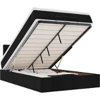 vidaXL Ottoman-Bett mit Matratze & LEDs Schwarz 120x200 cm Stoff