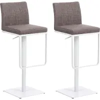 CLP 2er Set Barhocker Panama Stoffbezug drehbar höhenverstellbar bis 240 kg | Farbe grau Gestell Farbe weiß