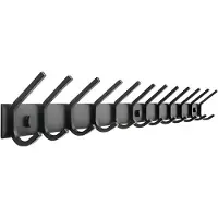 TOJ Living Wandgarderobe – 24 Haken – 94 cm – Edelstahl – matt schwarz – Hakenleiste