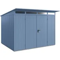 Hörmann , Metall-Gerätehaus Berry Classic mit Pultdach Typ 3, 313 x 283 cm, taubenblau, 8,9 m², 2-flüglige Tür