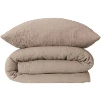 Schiesser Bettwäscheset Molly | Einfarbig | Musselin | 2-teilig | 100% Baumwolle | Weich & Angenehm | YKK-Reißverschluss | 135x200 cm + 80x80 cm | Taupe