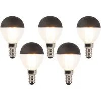 LUEDD 5er Set E14 dimmbare LED Filament Glühbirnen P45 schwarz 300lm 2700K
