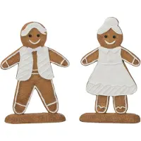 J-Line 2er-Set: Dekofiguren in Hellbraun/ Weiß - (H)15,5 cm - onesize