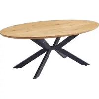 HOME DELUXE Esstisch Oval AVENTIS inkl. Sternfuß - 200 x 120 cm Light Oak |Küchentisch, Esszimmer, Esszimmertisch