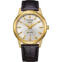 Citizen AW0102-13A Eco Drive Uhr Herrenuhr Lederarmband Datum Braun