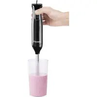 Bestron Stabmixer, Pürierstab nit 2 Geschwindigkeitsstufen & ergonomischer Handgriff, Staab abnehmbar, Material: Edelstahl, Farbe: Schwarz/Silber