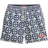Superdry für Herren. M3010250A Marineblauer Badeanzug mit Mosaikmuster (M), Strandbekleidung, Recyceltes Polyester, Nachhaltig