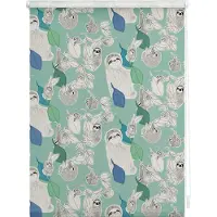 Lichtblick Original Seitenzugrollo "Rollo Klemmfix, ohne Bohren, Verdunkelung, Sloths on turquoise - Grün" verdunkelnd Verdunkelung energiesparend freihängend