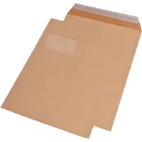 Elepa Versandtasche, DIN C4, mit Haftklebung, Fenster, braun, Natron, 90g/qm