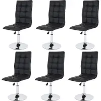 Mendler 6er-Set Esszimmerstuhl MCW-C41, Stuhl Küchenstuhl, höhenverstellbar drehbar, Kunstleder MVG- schwarz