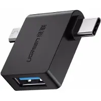 UGREEN 2-i-1 USB (A) 3.0 til USB-C og mikro-USB OTG Adapter Sort