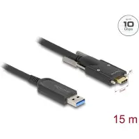 DeLOCK Aktives Optisches Kabel USB 10 Gbps Typ-A Stecker zu USB Type-C Stecker mit Schrauben seitlich 15 m, 15 m, USB A, USB C, USB 3.2 Gen 2 (3.1 Gen 2), 10 Gbit/s, Schwarz