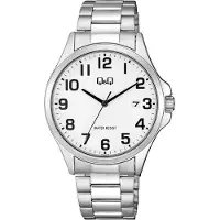 Q&Q Herrenuhr mit Edelstahlarmband, silberfarben/ZB weiß