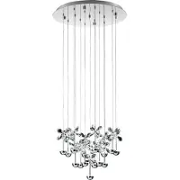 Stars of Light Kristall Hängelampe Pianopoli, dimmbar, chrom / silber, für Wohn- / Esszimmer, Edelstahl, Design, Pendelleuchte