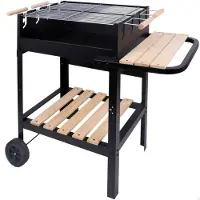 Aktive Holzkohlegrill mit Rädern Schwarz 100,5 x 88,5 x 40 cm