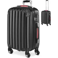 Monzana Koffer Handgepäck ABS Hard Case 4 Rollen Teleskopgriff Zahlenschloss Kantenschutz Reisekoffer Hartschalenkoffer Rollkoffer Trolley Schwarz M