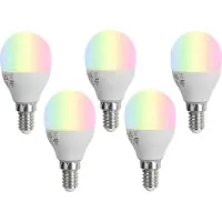 Luumr 5er-Set Smart E14 LED-Lampen G45 Opal RGBW 4,9W 470 lm 2700-6500K