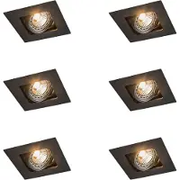 QAZQA - Set mit 6 quadratischen Einbaustrahlern schwarz verstellbar - Artemis I Wohnzimmer I Schlafzimmer - Stahl - LED geeignet GU10