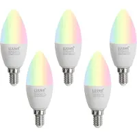 Luumr 5er-Set Smart E14 LED-Lampen C37 Opal RGBW 4,9W 470 lm 2700-6500K