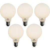 LUEDD Set mit 5 E27 3-Stufen dimmbare LED-Glühbirne Opal G95 4W 450lm 3000K