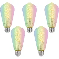 Luumr Set mit 5 Smart E27 Dimmbare LED-Glühbirnen ST64 Klar RGBW 4W 250lm 2700K