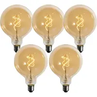 LUEDD 5er-Set E27 Dimmbare LED-Glühbirnen Spiralfilament Gold G125 4W 270 lm 2200K