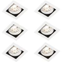 QAZQA - Set mit 6 Einbaupunkt weiß einstellbar - Artemis 70 I Wohnzimmer I Schlafzimmer - Aluminium - LED geeignet GU10
