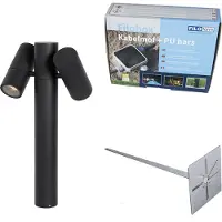 QAZQA Stehende Außenleuchte Schwarz 50 cm 2 Licht Verstellbar Duo