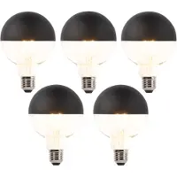 LUEDD 5er Set E27 dimmbare LED Filament Glühbirnen G95 schwarz 550lm 2700K
