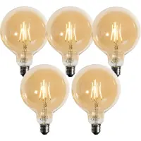 LUEDD Set mit 5 E27 3-Stufen-dimmbare LED-Lampe Gold G125 4W 450lm 2700K