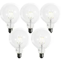 LUEDD Set mit 5 E27 dimmbare LED-Spiral-Glühfadenlampe G125 5W 450lm 2200K