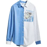 Desigual Hemd A Perfect Ride 25SWCW36 Blau Regular Fit