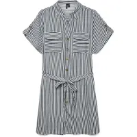 Vero Moda Hemdblusenkleid "VMBUMPY SS SHORT SHIRT DRESS WVN GA NOOS" Brusttaschen Viskose, loose fit