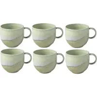 Villeroy & Boch Becher "Henkelbecher Perlemor Alga 290 ml 6er Set grün", grün, 6 tlg., Porzellan, LIKE. BY , Trinkgefäße, Becher