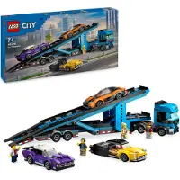 LEGO City Autotransporter mit Sportwagen, Set mit 4 Spielzeugautos für Jungen und Mädchen ab 7 Jahren, Weihnachts- oder Geburtstagsgeschenk, 4 Minifiguren für Rollenspiele 60408