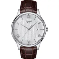 Tissot Herrenuhr Tradition 063.610.16.038.00, Braun / Weiß