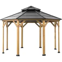 Sunjoy Zedernholz Gazebo / Pavillon 4x4 EGGI - 396cm x 396cm, anthrazit