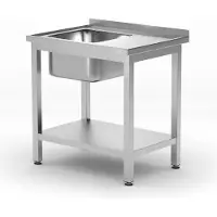 Hendi Einzel-Spültisch mit Ablage Links 800x600x850 mm