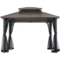 Sunjoy Stahl Pavillon 3x3 KALDI - 307cm x 366cm, braun