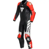 Dainese Mugello 3 D-Air Perforierte Schwarz Fluo Rot Weiß 1-Teiler Motorrad Lederkombi Größe 64