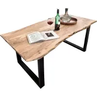SIT Möbel Baumkante-Esstisch | 26 mm Tischplatte aus Akazie | Gestell Stahl antikschwarz | B 140 x T 80 x H 77 cm | 07107-21 | Serie TABLES & CO