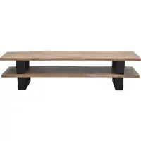 SIT Möbel Lowboard | 1 offenes Fach | Akazie mit Baumkante natur | Gestell Metall schwarz | B 140 x T 40 x H 36 cm | 13075-01 | Serie ALBERA
