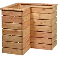 Dobar Eck-Hochbeet für den Garten, L-förmiger Pflanzkasten inkl. Pflanzfolie, 78 x 78 x 73 cm, Douglasie