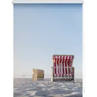 Lichtblick Seitenzugrollo "Rollo Klemmfix, ohne Bohren, Verdunkelung, Strandkorb - Blau Beige", verdunkelnd, Verdunkelung-energiesparend, freihängend