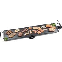 Bestron elektrische XXXL Plancha-/Teppanyaki-Grillplatte mit Antihaftbeschichtung, Grillspaß für bis zu 10 Personen, extra lange Grillfläche, 2.000 Watt, Farbe; Schwarz