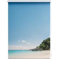 Lichtblick Rollo Klemmfix, ohne Bohren, blickdicht, Südseeinsel - Blau 45 x 150 cm (B x L)