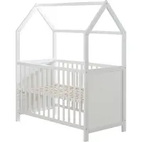 Roba Hausbett 60 x 120 cm, Baby- & Beistellbett in Hausoptik, weiß, 6-fach verstellbar